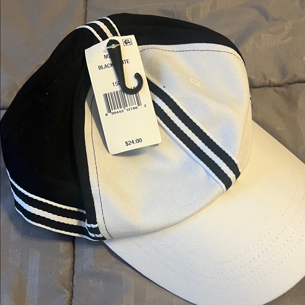 Steve Madden Black and White Striped Cap